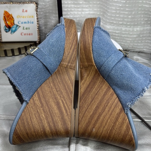 (A) DKNY CECE/HYS-2108 women's distressed denim platform shoes with silver,Sz 9M - Picture 11 of 12